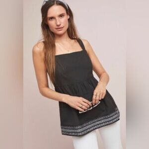 NWOT Women's Amit Aggarwal Black & White Embroidered Button-Front Blouse